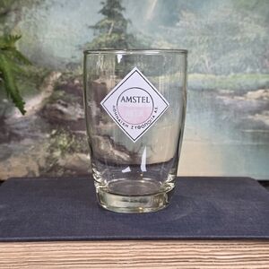 Vintage AMSTEL HELLAS Beer Glass Athenian Brewery Greek Pubware Tumbler